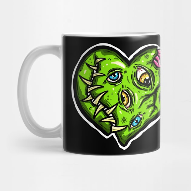 Zombie Heart Tooth Brain Green Valentines Day by Squeeb Creative